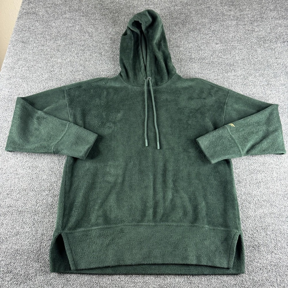 Fabletics Hoodie Mens M Green Fleece Pullover Soft Logo Sweatshirt Athletic Cozy
